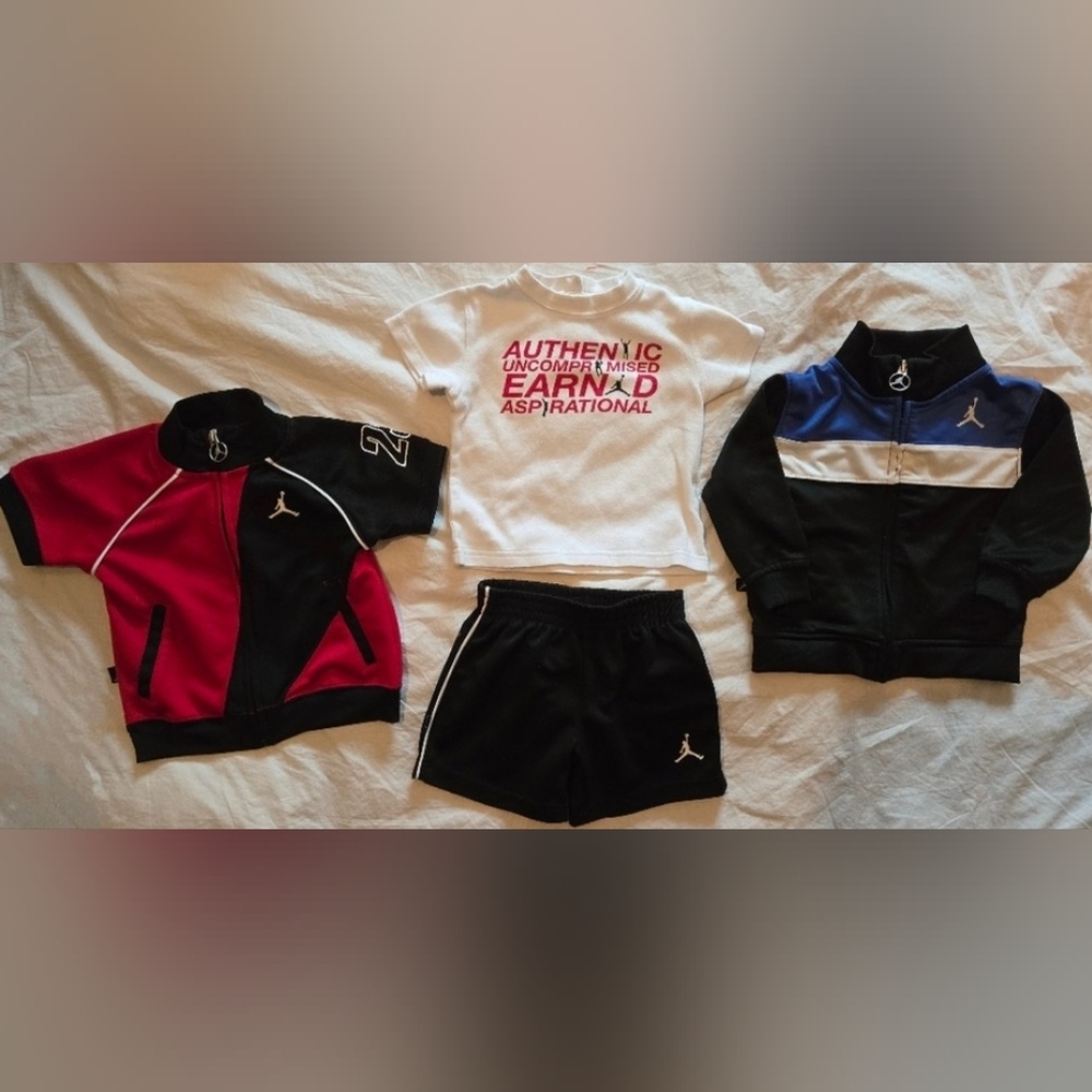 Air Jordan Retro; 12m Unisex 4 piece Matching Set; 2 Jackets, T-shirt, & Shorts
